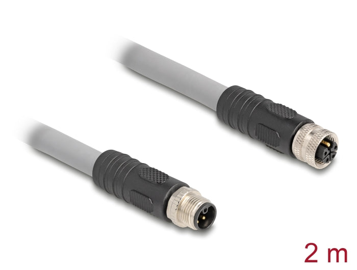 Delock 80539 M12 Cable L-Coded 5 Pin Male To Female Pur