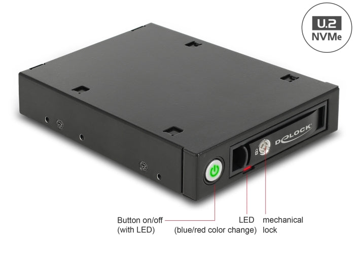 Delock 47232 3.5″ Mobile Rack For 1 X 2.5″ U.2 Nvme Ssd Or Sata / Sas Hdd / Ssd