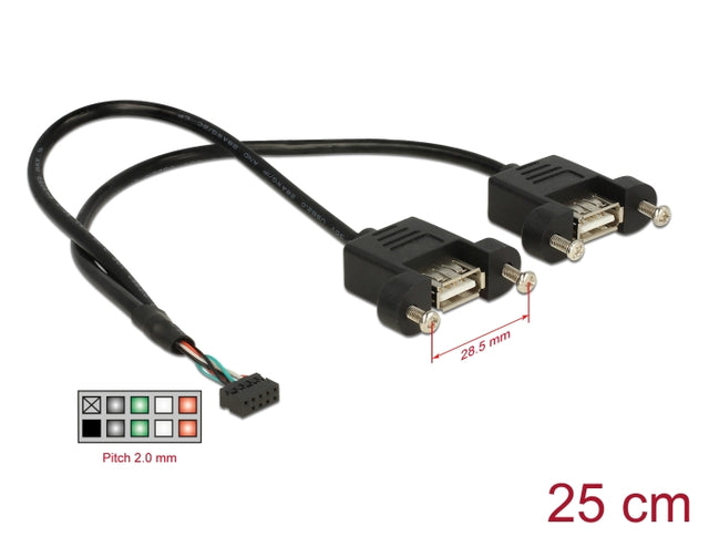 Delock 84832 Cable Usb 2.0 Pin Header Female 2.00 Mm 10 Pin