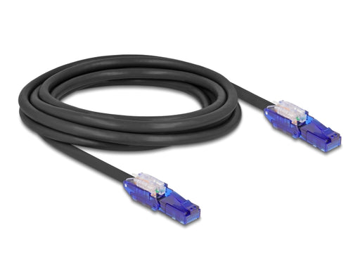 Delock 80928 Rj45 Network Cable Cat.6 Utp With 180° Angled Plugs Black 3 M