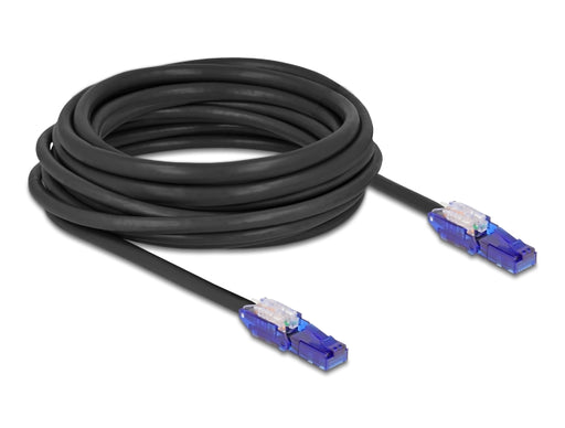 Delock 80930 Rj45 Network Cable Cat.6 Utp With 180° Angled Plugs Black 7.5 M