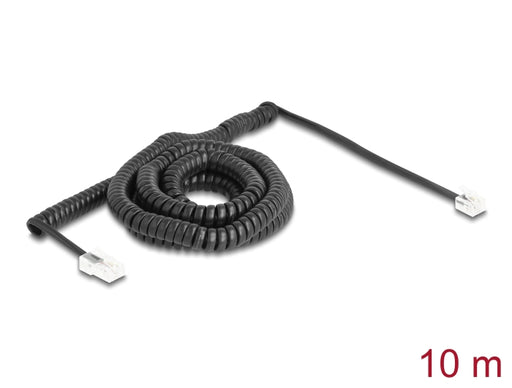 Delock 88482 Telephone Cable / Coiled Cable Rj11 Plug To Rj45 Plug Black 10 M