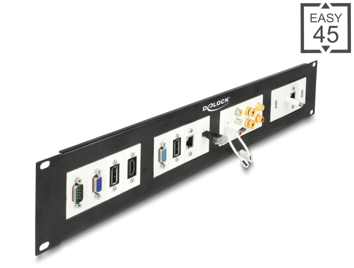 Delock 81378 Easy 45 19″ Patch Panel Cut-Out 4 X 90.5 X 45.2 Mm, 2U, Black