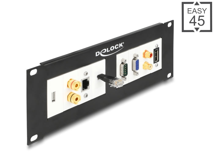 Delock 81379 Easy 45 10″ Patch Panel Cut-Out 2 X 90.5 X 45.2 Mm, 2U, Black