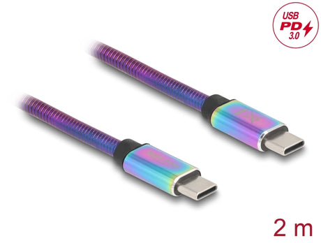 Delock 81116 Usb 2.0 Cable Usb Type-C™ Male To Male W/ Metal Jacket Iridescent