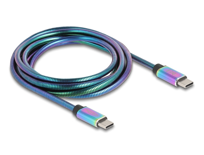 Delock 81116 Usb 2.0 Cable Usb Type-C™ Male To Male W/ Metal Jacket Iridescent