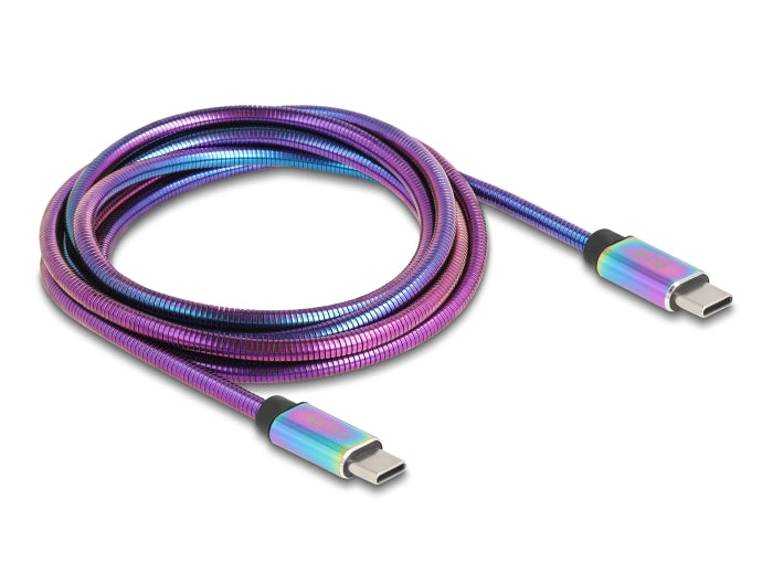 Delock 81116 Usb 2.0 Cable Usb Type-C™ Male To Male W/ Metal Jacket Iridescent