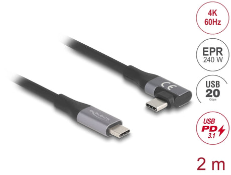 Delock 81132 Usb 20 Gbps Cable Angled Left / Right Usb Pd 3.1