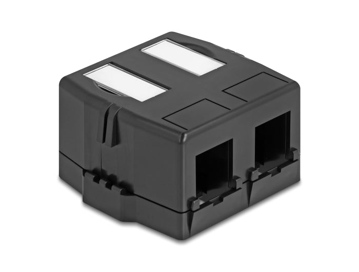 Delock 85842 Keystone Surface Mounted Box 2 Port With Magnetic Bottom, Black