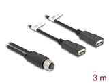 Delock 60651 M12 Cable A-Coded 8 Pin Female To 2 X Usb 2.0 Type-A Female 3 M