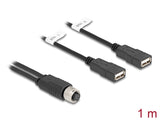 Delock 60290 M12 Cable A-Coded 8 Pin Female To 2 X Usb 2.0 Type-A Female 1 M