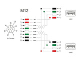 Delock 60290 M12 Cable A-Coded 8 Pin Female To 2 X Usb 2.0 Type-A Female 1 M