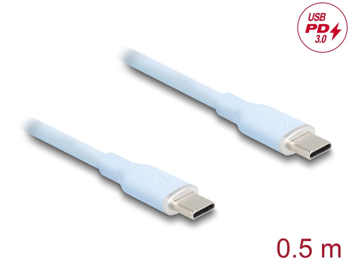 Delock 81233 Usb 2.0 Cable Usb Type-C™ Male To Male Pd 3.0 60 W 0.5 M Blue