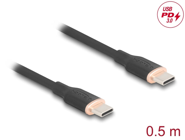 Delock 81237 Usb 2.0 Cable Usb Type-C™ Male To Male Pd 3.0 60 W 0.5 M Black