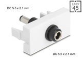 Delock 90862 Easy 45 Module Dc 5.5 X 2.1 Mm Female To Dc 5.5 X 2.1 Mm Male White