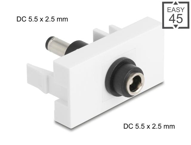 Delock 90865 Easy 45 Module Dc 5.5 X 2.5 Mm Female To Dc 5.5 X 2.5 Mm Male White