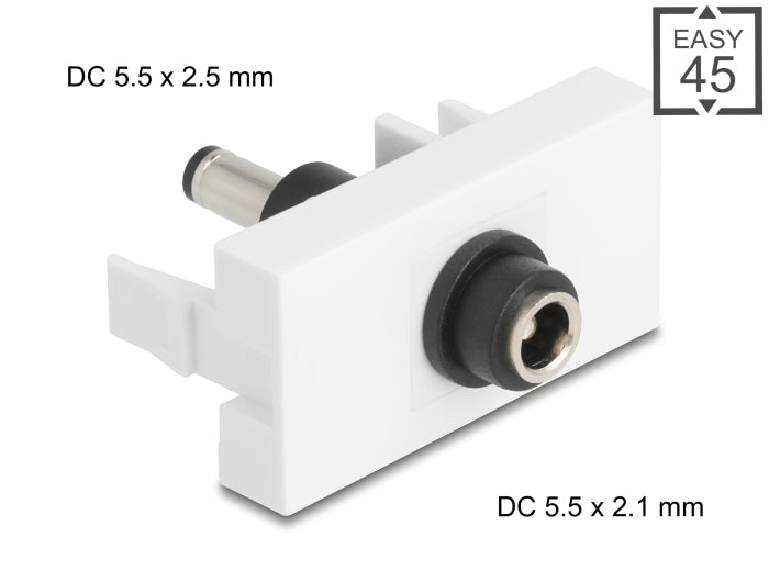 Delock 90863 Easy 45 Module Dc 5.5 X 2.1 Mm Female To Dc 5.5 X 2.5 Mm Male White