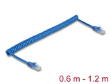 Delock 90197 Rj45 Coiled Cable Plug To Plug Cat.6 Utp 0.6 M To 1.2 M Blue