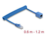 Delock 90365 Rj45 Coiled Cable Plug To Jack Cat.6 Utp 0.6 M To 1.2 M Blue