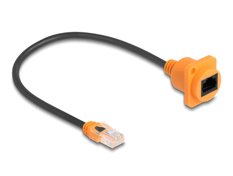 Delock 90804 D-Type Rj45 Cable Plug To Jack Cat.5E Utp Orange / Black 30 Cm