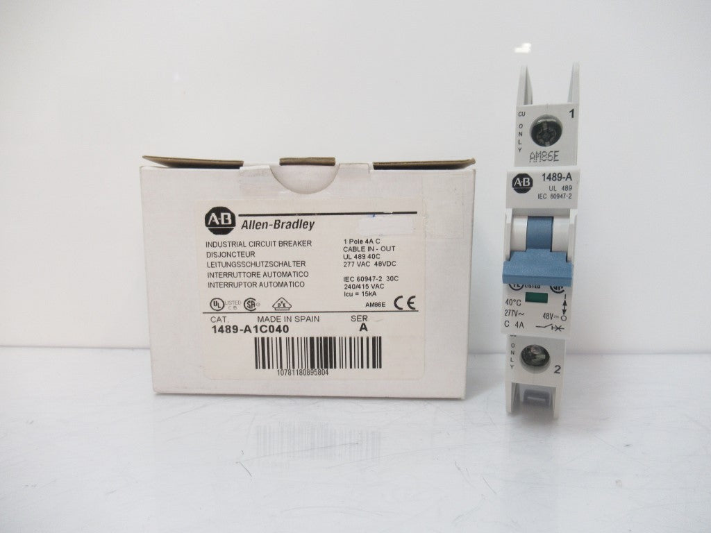 Allen Bradley 1489-A1C040 Miniature Circuit Breaker 1-P 4A 277V AC Ser A Surplus