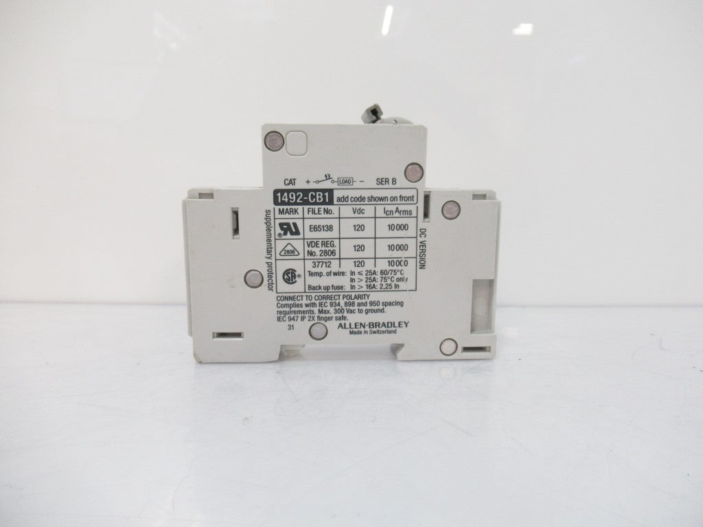 SURPLUS 1492-CB1 DG020 1492CB1DG020 Allen Bradley Circuit Breaker, 1 Pole, Ser B