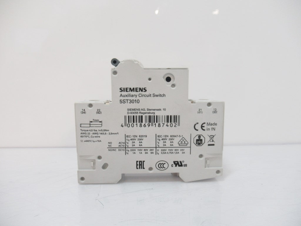 5SJ4125-7HG42 5ST3010 Siemens Circuit Breaker 25A With Auxiliary Circuit Switch