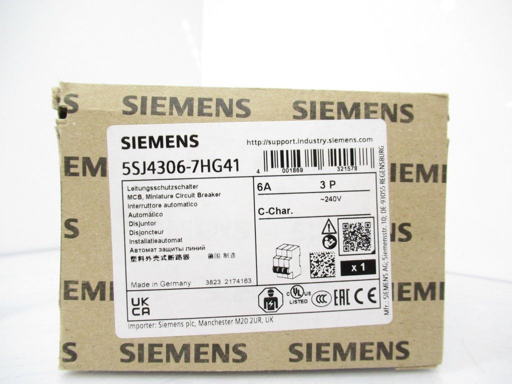 Siemens 5SJ4306-7HG41 3 Pole Molded Case Circuit Breaker, 240V AC