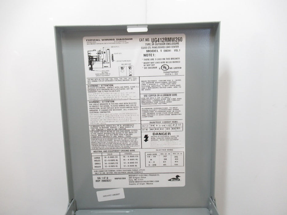 Midwest UG412RMW260 Weatherproof Disconnect Panel 2 Pole 60A