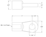 End Fitting For Gas Spring, Eyelet, M6 Thread Size, 0.32" ID, 9416K84