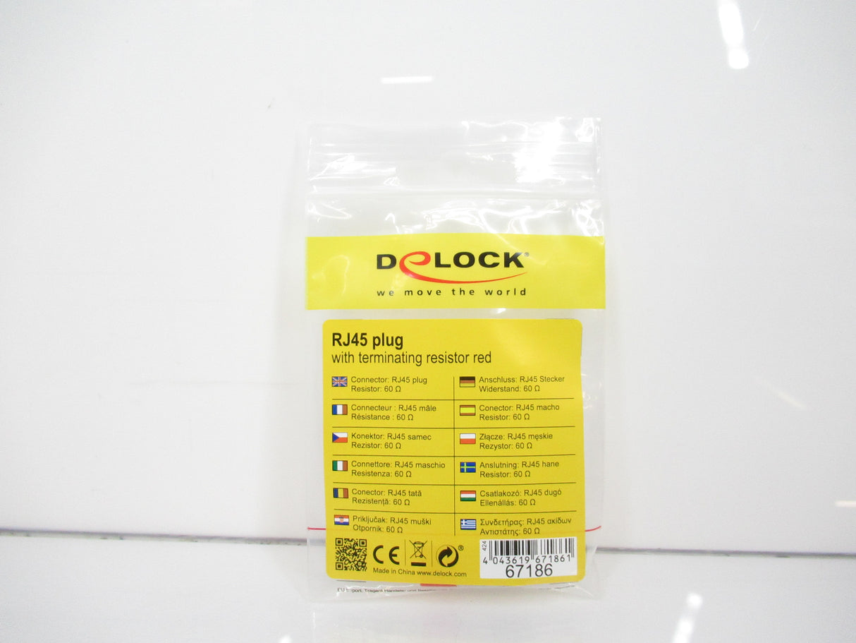 Delock 67186 Rj45 Plug With Terminating Resistor 120 Ohm Red