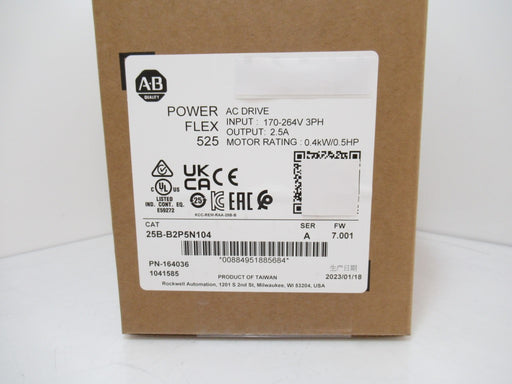 Allen Bradley 25B-B2P5N104 PowerFlex 525 AC Drive SURPLUS SEALED