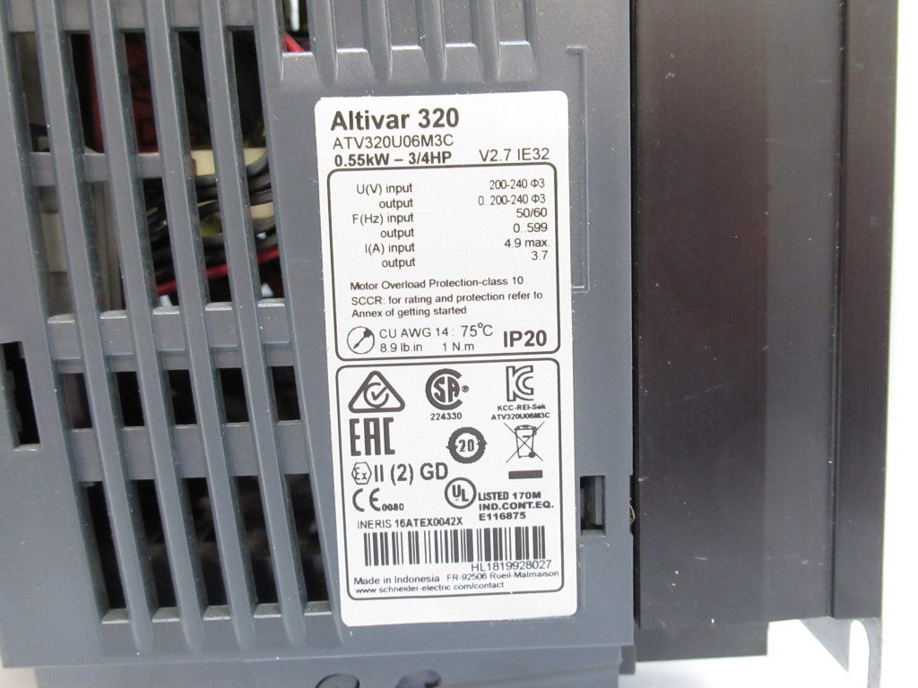 Schneider Electric ATV320U06M3C Altivar 320 3/4HP Variable Speed Drive 0.55 kW