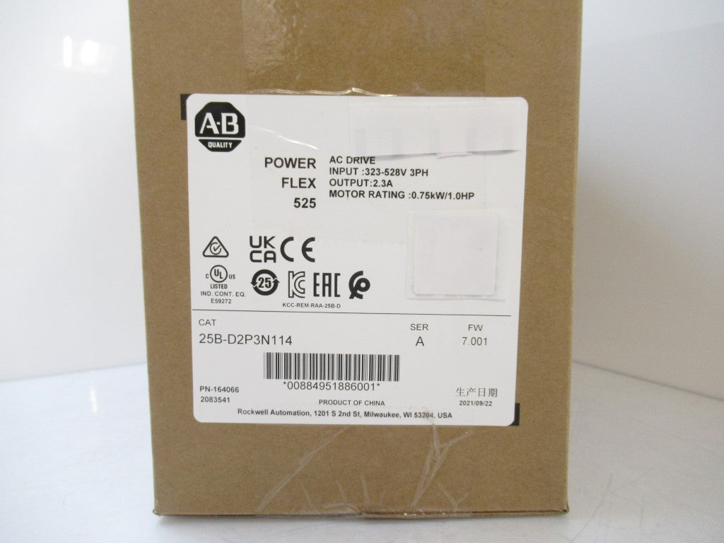 SURPLUS 25B-D2P3N114 25BD2P3N114 Allen Bradley Powerflex 525 AC Drive 1 HP 3 PH