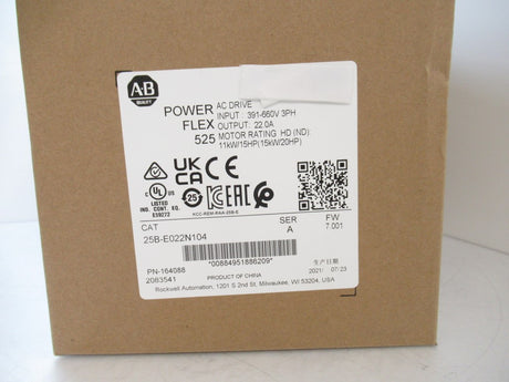 Allen Bradley 25B-E022N104 PowerFlex 525 AC Drive 20 HP 22A 600V Ser A Surplus