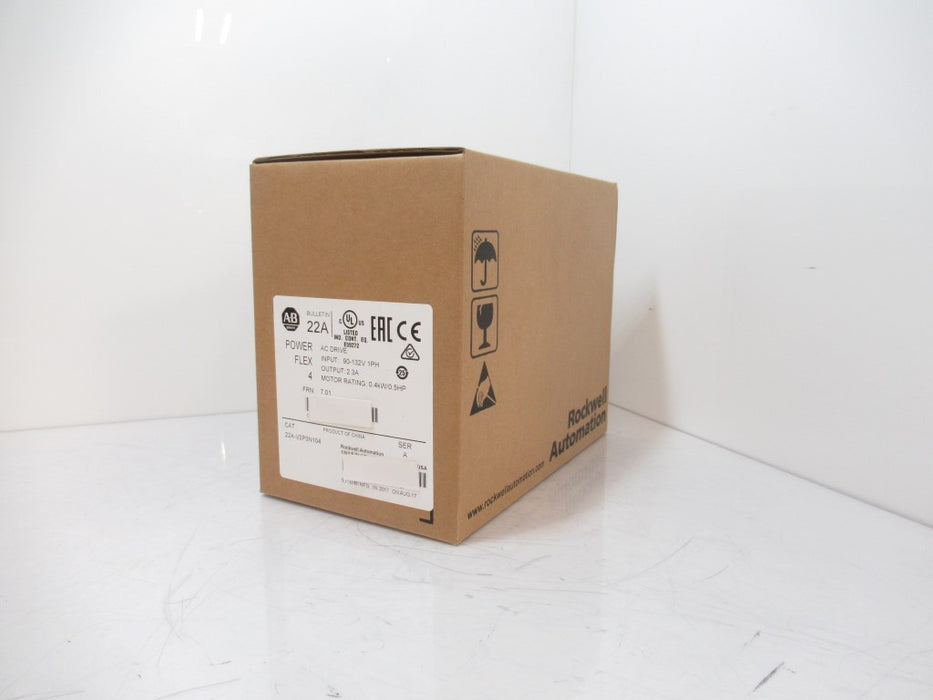 Allen Bradley 22A-V2P3N104 PowerFlex 4 AC Drive 120V AC, 2.3A, 0.5HP, 1-Phase