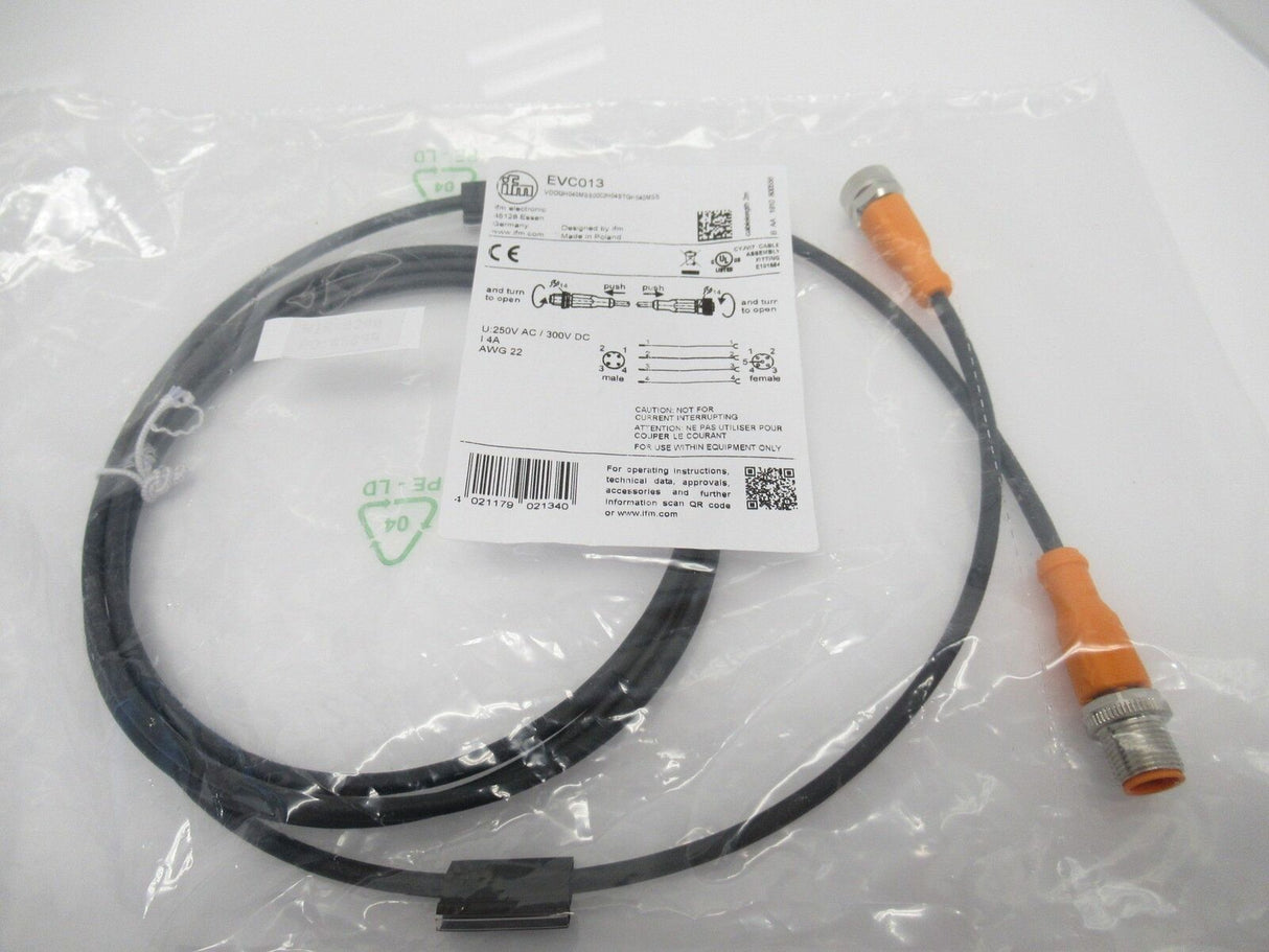 Ifm Electronic EVC013 VDOGH040MSS0002H04STGH040MSS, 2m Pur-Cable; M12 Connector