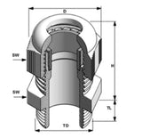 Bimed 180.016 PG 16 Plastic Cable Gland, Grey, Range 10-14 mm, Sold By Unit