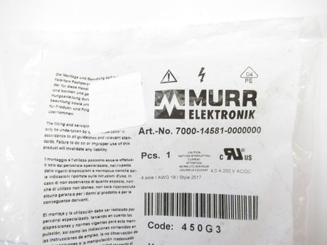 MurrElectronik 7000-14581-0000000 M12 Male 90° D-Cod Screw Terminal