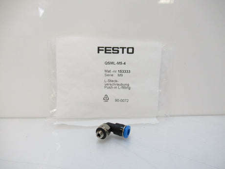 Festo QSML-M5-4 153333 Push-In L-Fitting, Sold By Unit