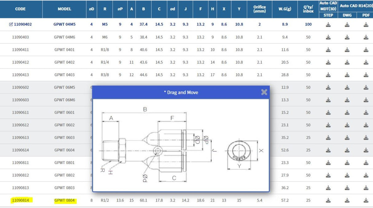 Sang-A GPWT 0804 Fitting Y 8mm Tube X 1/2 Thread