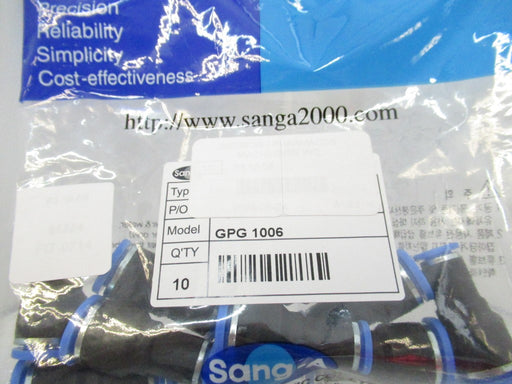 Sang-A GPG 1006 10mm X 6mm One Touch Fitting, Lot Of 10