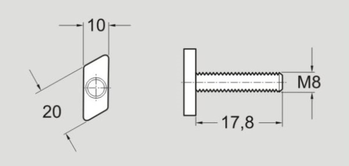 FlexLink XLAT17 T-Bolt M8, Sold By Unit