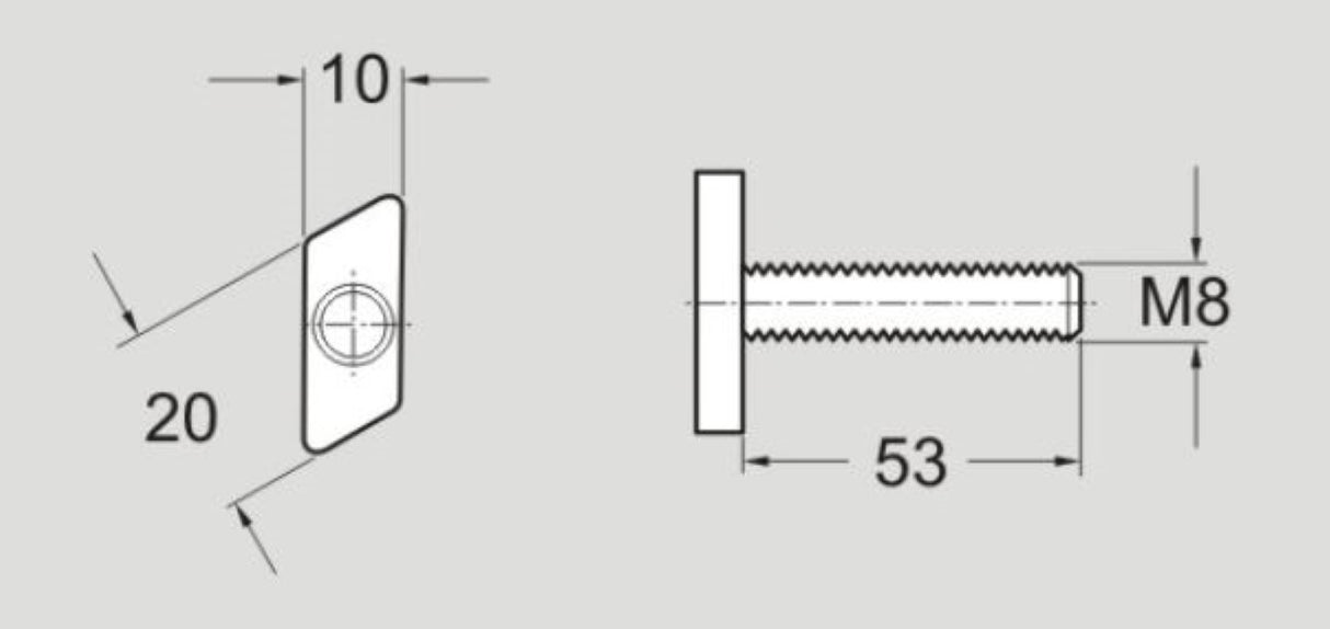 Flexlink XLAT53 T-Bolt M8, Sold By Unit