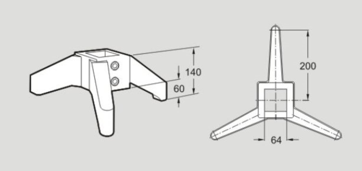 Flexlink XEFG 64 T Three Point Foot Without Mounts