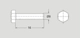 Flexlink M6S 8X16, ISO 4017 M8x16 8.8 A2K, Sold Per Pack Of 50