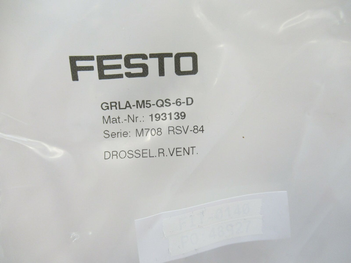 Festo GRLA-M5-QS-6-D 193139 One-Way Flow Control Valve