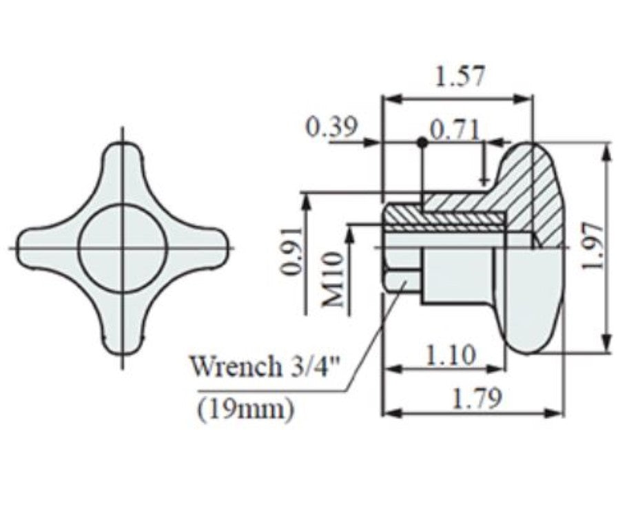 Marbett 182-54911 Hand Knob, With Female M10 Metric Thread