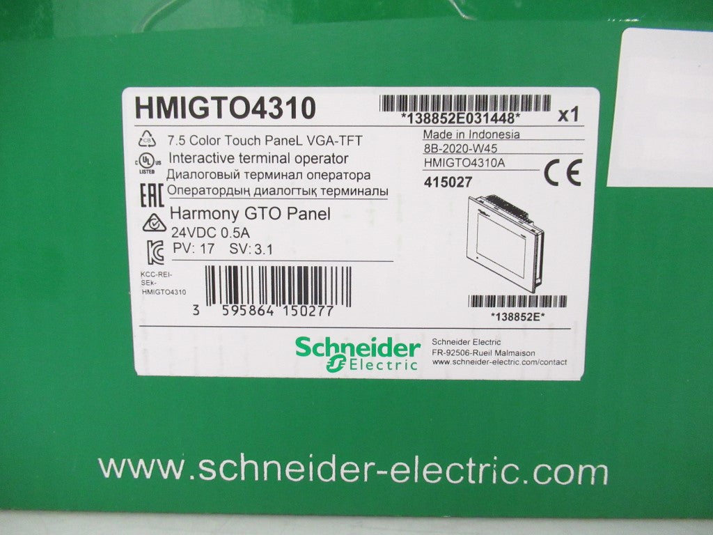 Schneider Electric HMIGTO4310 Harmony GTO, Touch Screen HMI 7.5 ''