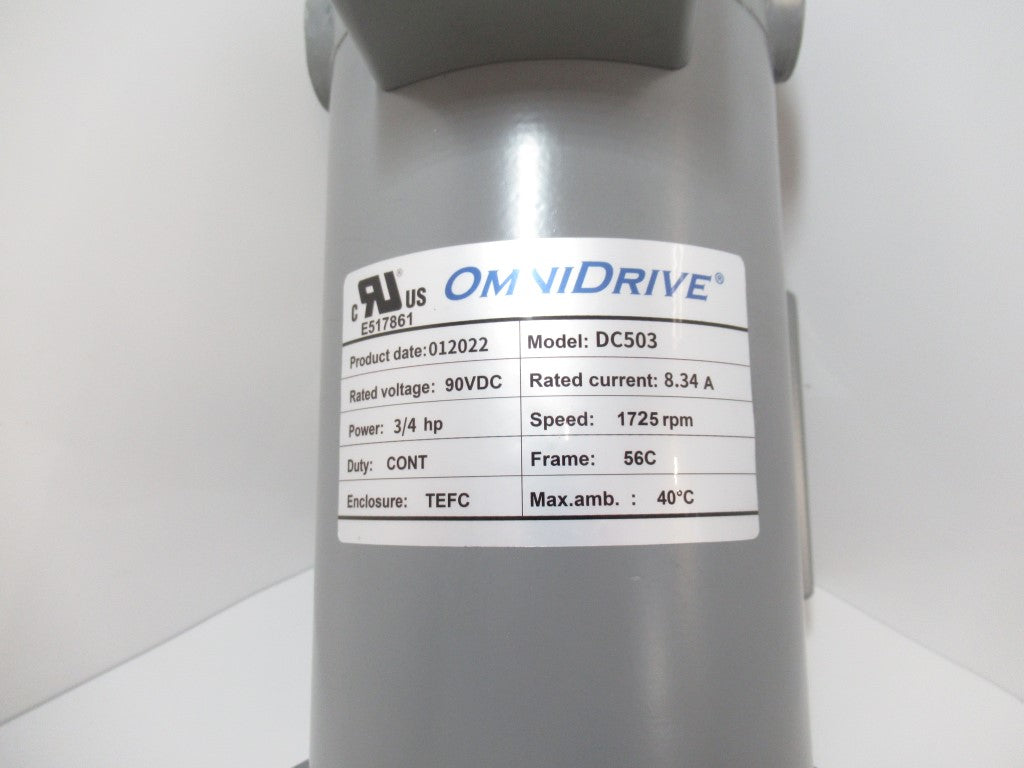 OmniDrive DC503 Motor 3/4 Hp, 90V Dc, 8.34 Amps, 1725 Rpm